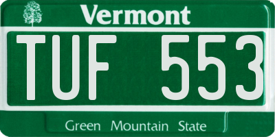 VT license plate TUF553