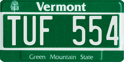 VT license plate TUF554