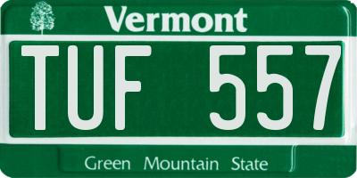 VT license plate TUF557