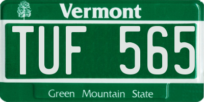 VT license plate TUF565