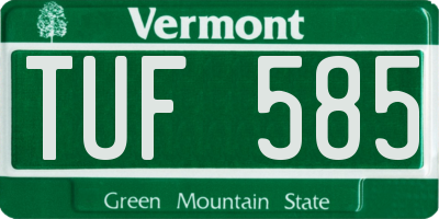 VT license plate TUF585