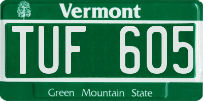 VT license plate TUF605