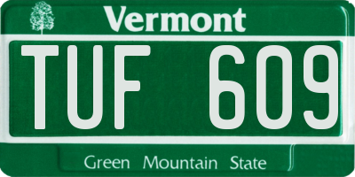 VT license plate TUF609