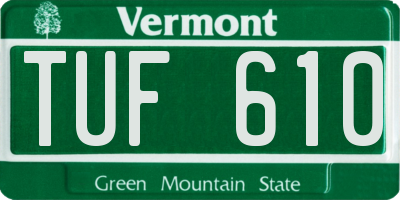 VT license plate TUF610