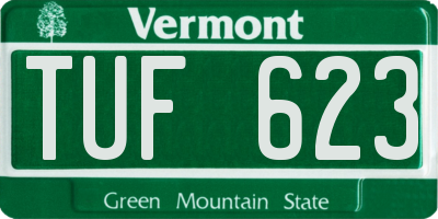 VT license plate TUF623