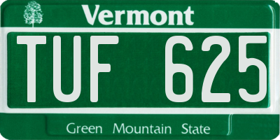 VT license plate TUF625