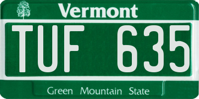 VT license plate TUF635