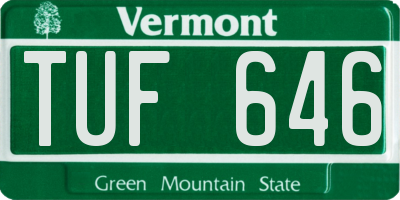 VT license plate TUF646