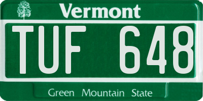 VT license plate TUF648