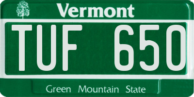 VT license plate TUF650