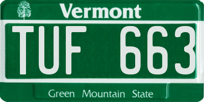 VT license plate TUF663