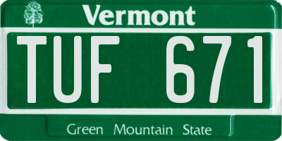 VT license plate TUF671