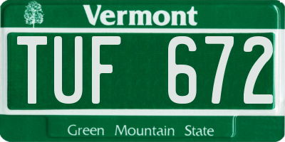 VT license plate TUF672