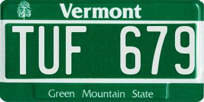 VT license plate TUF679