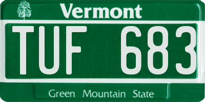 VT license plate TUF683