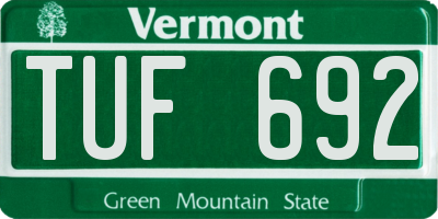 VT license plate TUF692