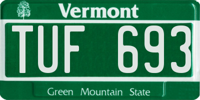 VT license plate TUF693
