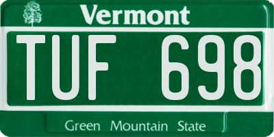 VT license plate TUF698
