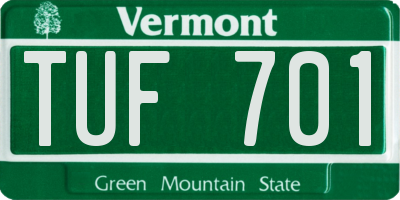 VT license plate TUF701