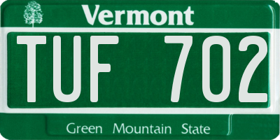 VT license plate TUF702