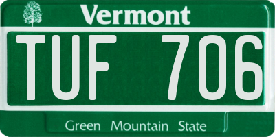 VT license plate TUF706