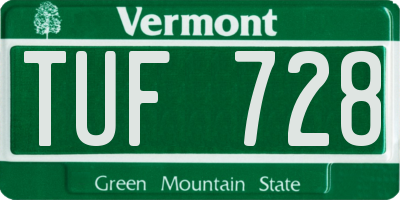VT license plate TUF728