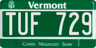 VT license plate TUF729