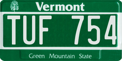 VT license plate TUF754