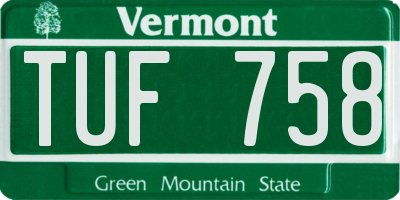 VT license plate TUF758