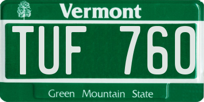 VT license plate TUF760