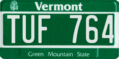 VT license plate TUF764