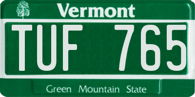VT license plate TUF765