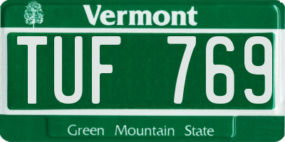 VT license plate TUF769