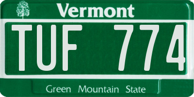 VT license plate TUF774