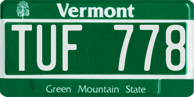 VT license plate TUF778