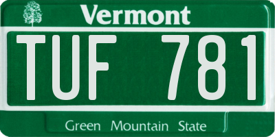 VT license plate TUF781