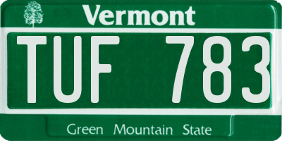 VT license plate TUF783