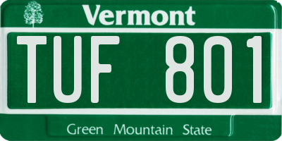 VT license plate TUF801
