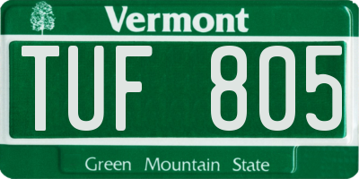 VT license plate TUF805