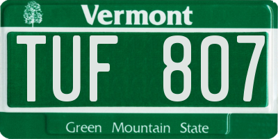 VT license plate TUF807