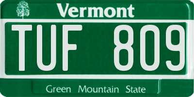 VT license plate TUF809