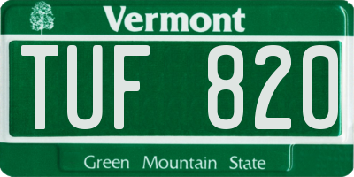 VT license plate TUF820