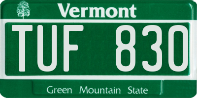 VT license plate TUF830
