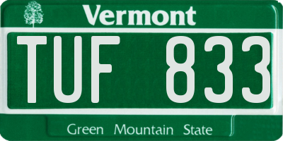 VT license plate TUF833