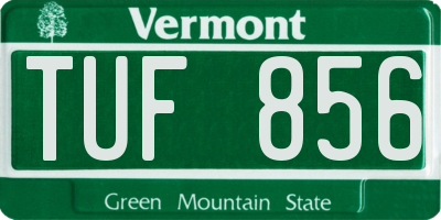 VT license plate TUF856