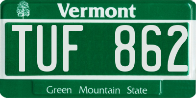 VT license plate TUF862