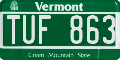 VT license plate TUF863