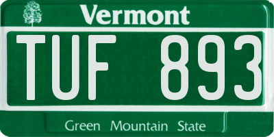 VT license plate TUF893