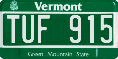 VT license plate TUF915