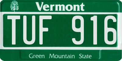 VT license plate TUF916
